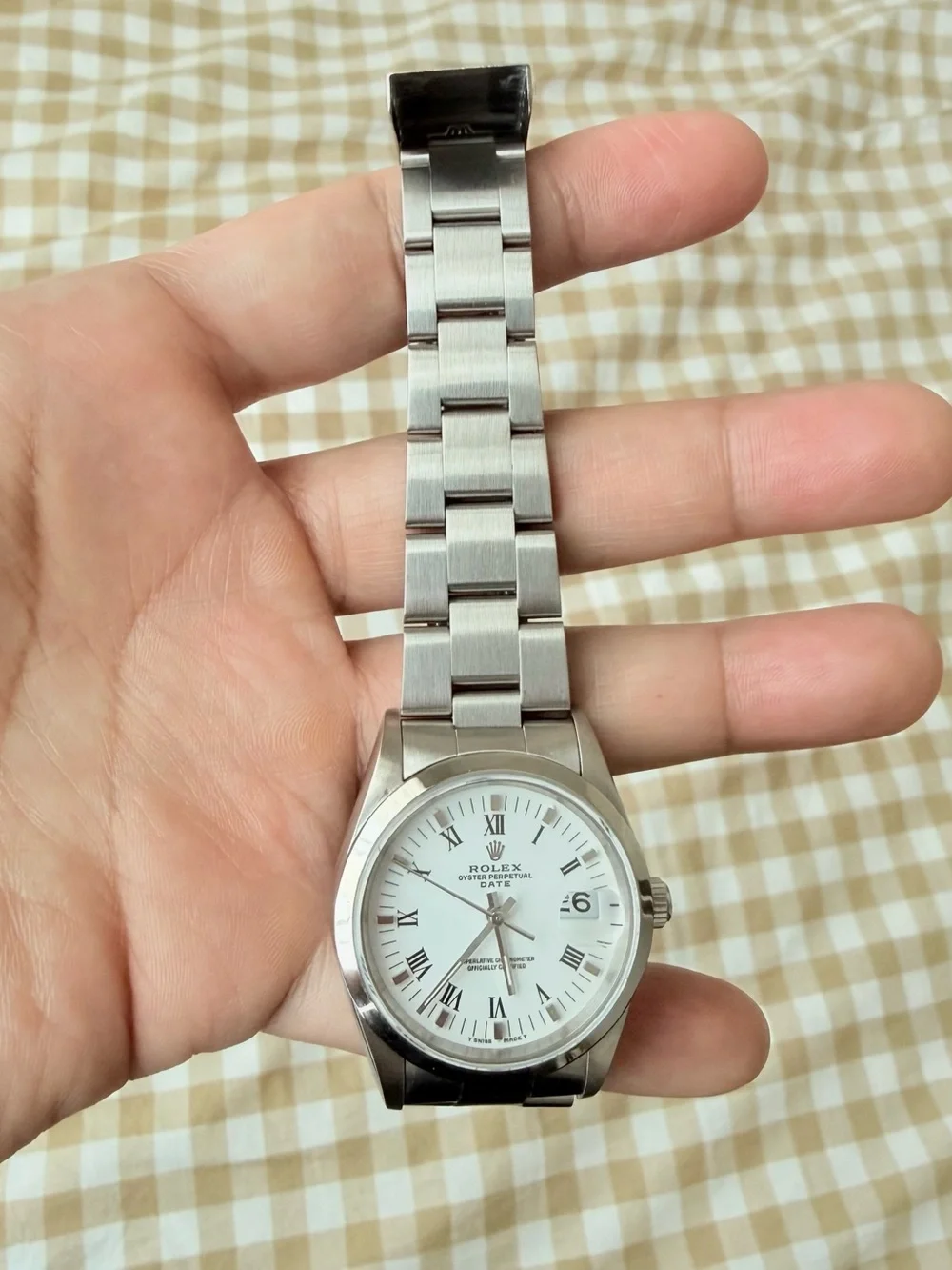 🥝 Rolex Oyster Perpetual Date 15200 – White Roman Dial – Box & Papers – EUC